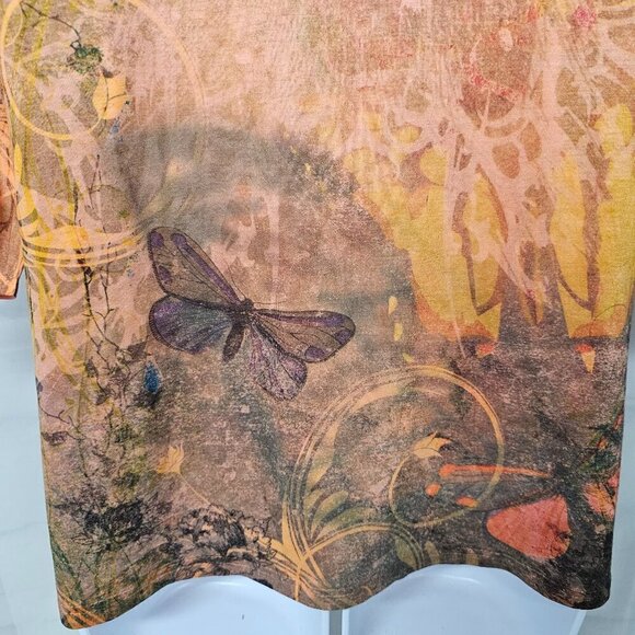 Only 9 Orange Pink Y2k Butterfly Forest Fairy Grunge Romantic Goth Tee Shirt M - Picture 8 of 12
